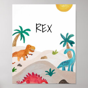 Painted Dinos Personalized Art Print
