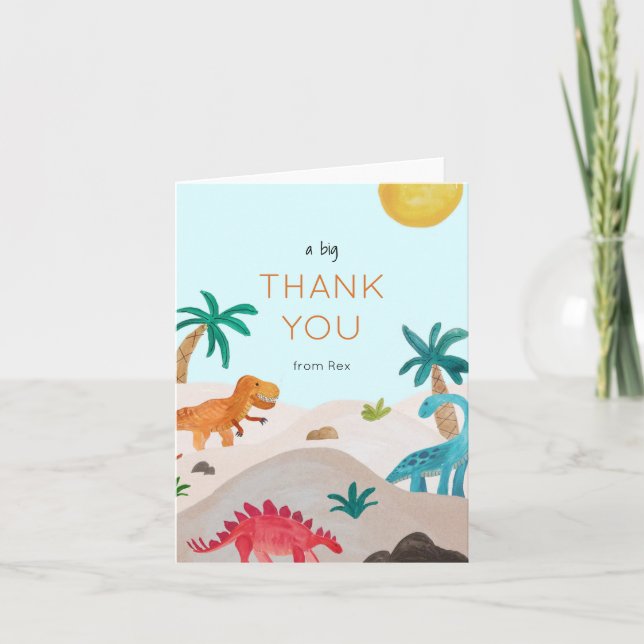 Painted Dinos Thank You Card (Front)