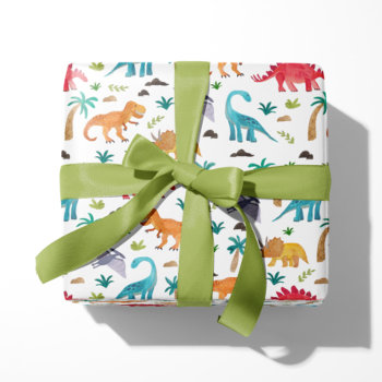 Painted Dinos Wrapping Paper by origamiprints at Zazzle