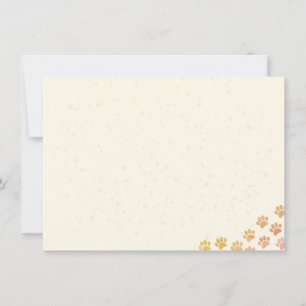Painted Dog Paw Prints Watercolor Blank Cream  Note Card