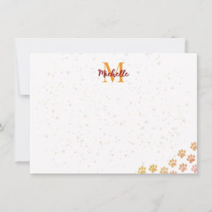 Painted Dog Paw Prints Watercolor Editable  Note Card