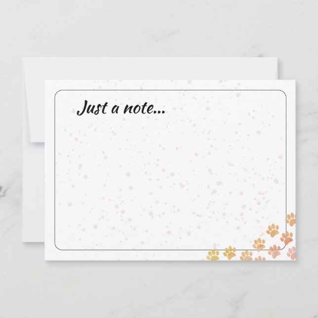 Painted Dog Paw Prints Watercolor Just a Note  (Front)