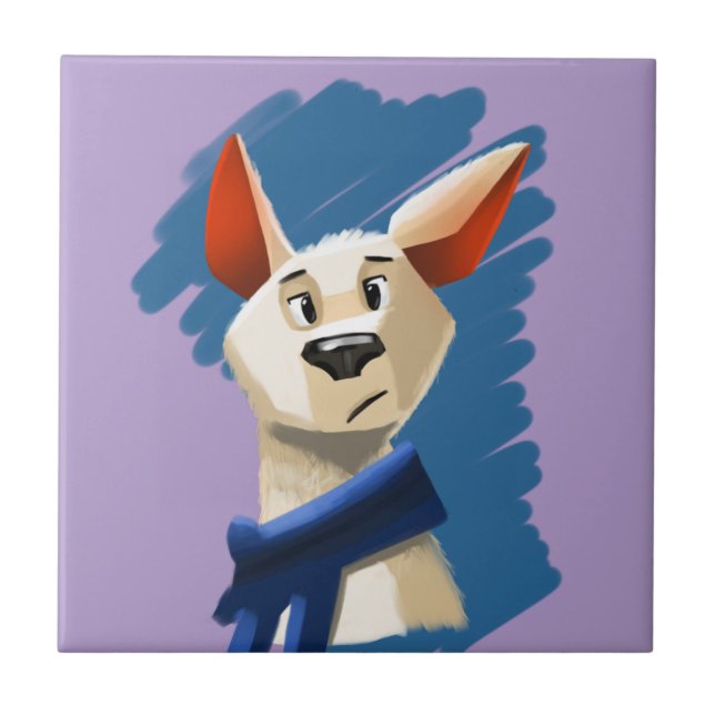 Painted Dog Portrait on Violet Background  Ceramic Tile (Front)