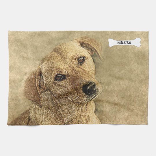 Painted Dog Print Kitchen Towel