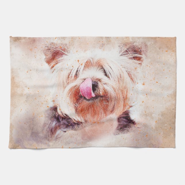 Painted Dog Print Kitchen Towel (Horizontal)
