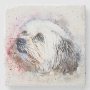Painted Dog Print Stone Coaster