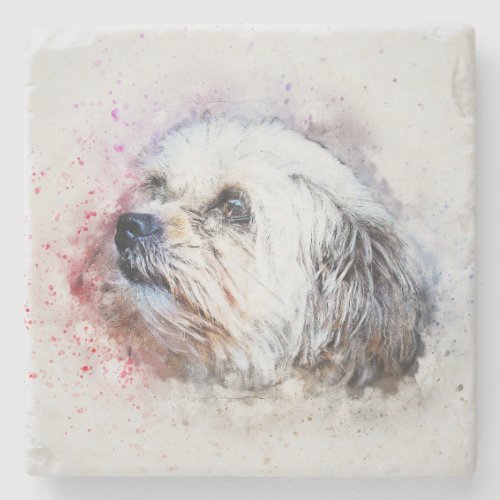 Painted Dog Print Stone Coaster