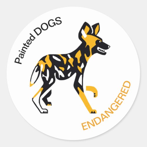 Painted DOGS _ Endangered animal _ Africa _  Classic Round Sticker