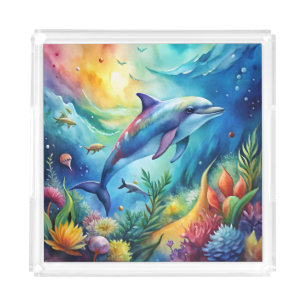 Painted Dolphin Acrylic Tray