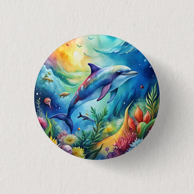 Painted Dolphin Button (Front)