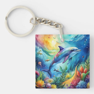 Painted Dolphin Keychain