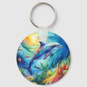 Painted Dolphin Keychain