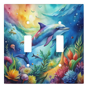 Painted Dolphin Light Switch Cover