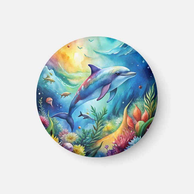 Painted Dolphin Magnet (Front)