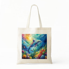 Painted Dolphin Tote Bag