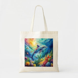 Painted Dolphin Tote Bag
