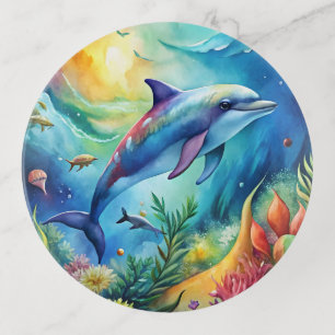 Painted Dolphin Trinket Tray