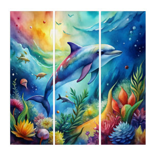 Painted Dolphin Triptych