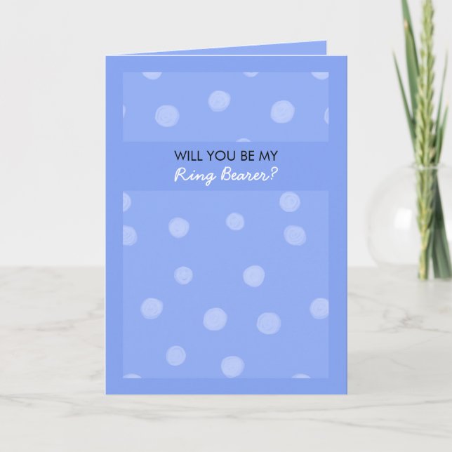 Painted Dots blue Be My Ring Bearer Card (Front)