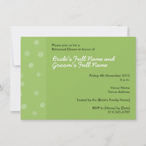 Painted Dots green Rehearsal Dinner Invitation