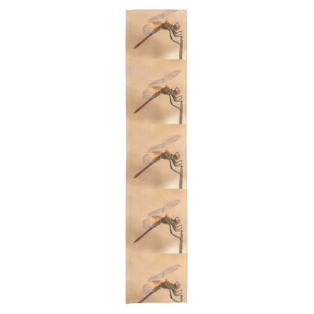 Painted Dragonfly Isolated Against Ecru Short Table Runner (Front)