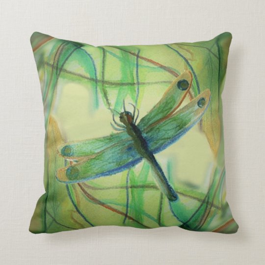 Painted Dragonfly Throw Pillow