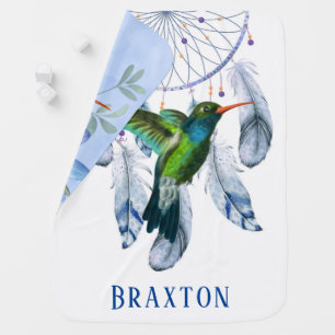 Painted Dream Catcher Hummingbird Boy Baby Blanket