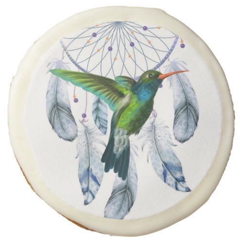Painted Dream Catcher Hummingbird Boy Baby Shower Sugar Cookie