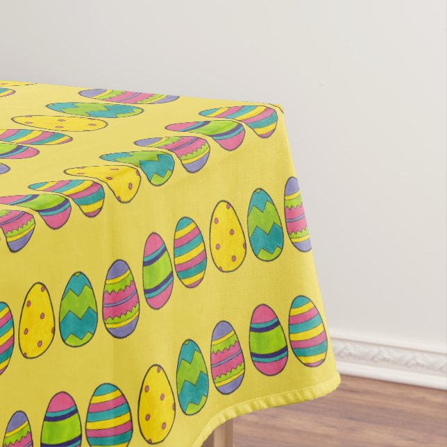 Painted Easter Basket Egg Hunt Colorful Eggs Tablecloth (In Situ)