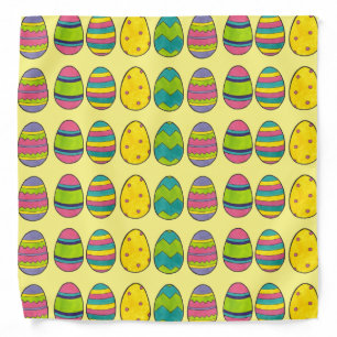 Painted Easter Basket Egg Hunt Eggs Print Yellow Bandana