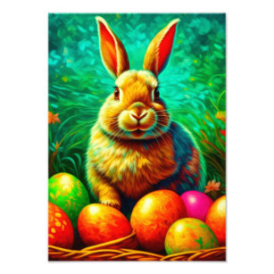 Painted Easter Bunny with Eggs Photo Print