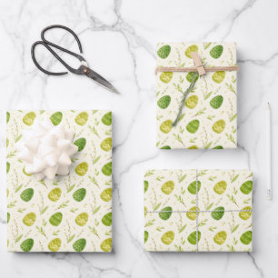Painted Easter Egg Leaves Wrapping Paper Sheets
