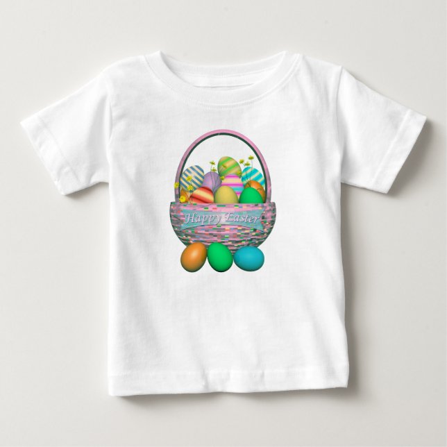 Painted Easter Eggs in Basket Baby T-Shirt (Front)