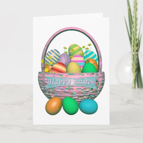 Painted Easter Eggs in Basket Holiday Card
