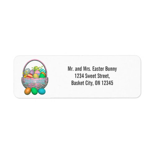 Painted Easter Eggs in Basket Label