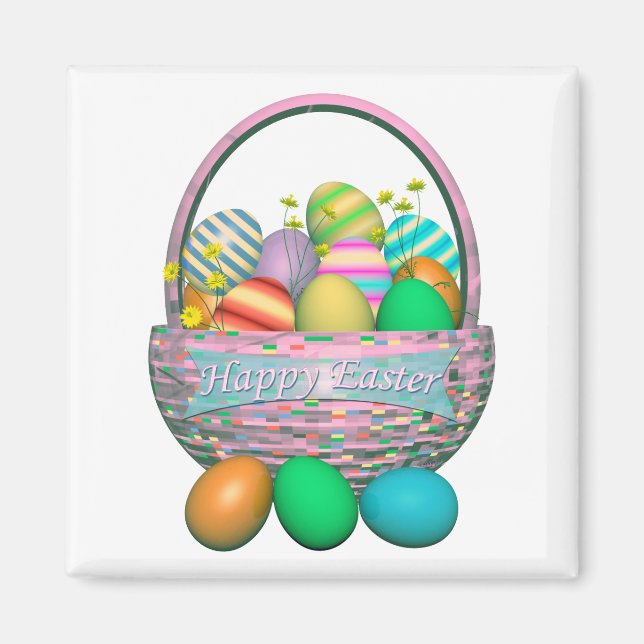 Painted Easter Eggs in Basket Magnet (Front)