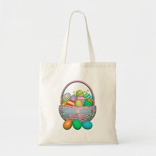 Painted Easter Eggs in Basket Tote Bag