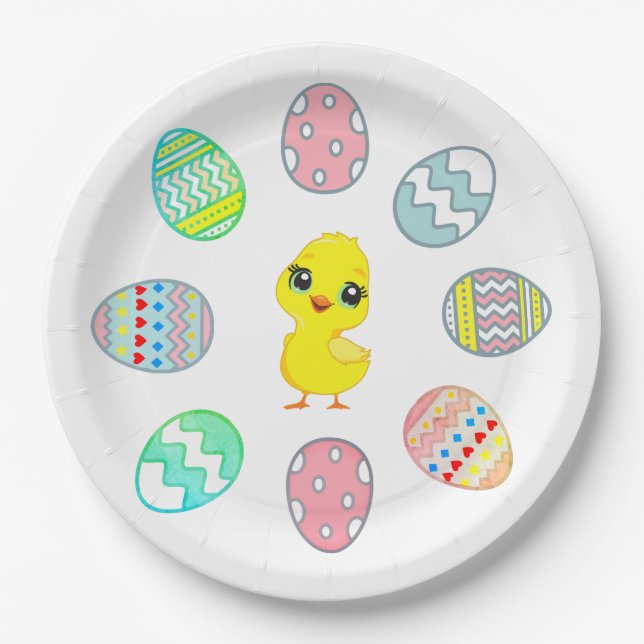 Painted Easter Eggs Paper Plates (Front)
