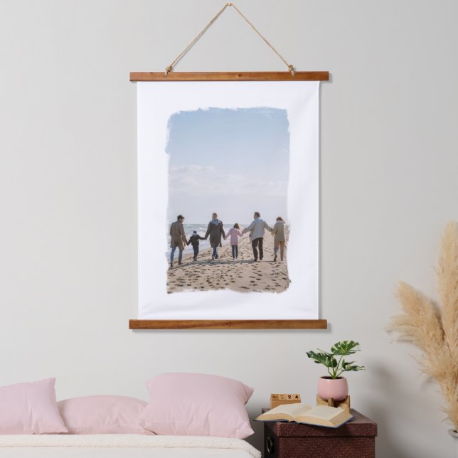 Painted Edges Brush Stroke Frame Custom Photo Hanging Tapestry (Bedroom)