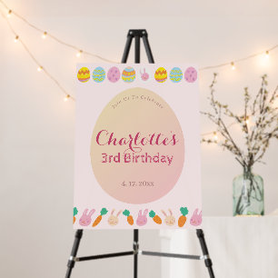Painted Egg Soft Pink Kids Birthday Welcome Sign