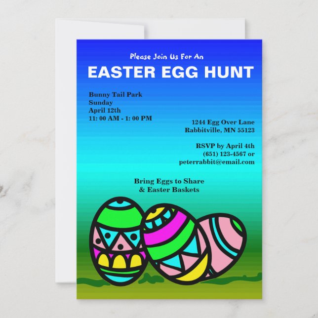 Painted Eggs Easter Egg Hunt Invitation (Front)