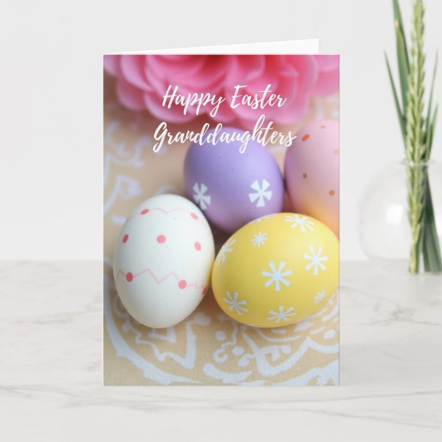 Painted Eggs Easter Granddaughters Card (Front)