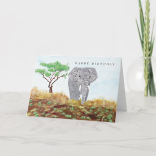 Painted Elephant Stay Wild Safari Birthday Card