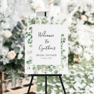 painted eucalyptus greenery bridal shower sign