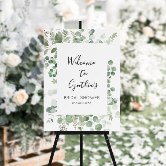 painted eucalyptus greenery bridal shower sign (Creator Uploaded)