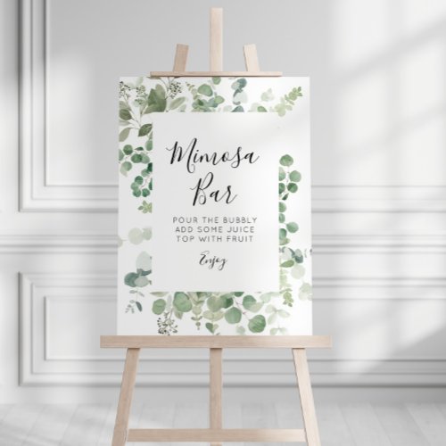 painted eucalyptus greenery mimosa bar sign