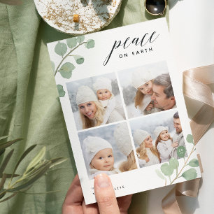 Painted Eucalyptus Holiday Photo Collage Card