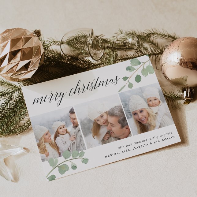 Painted Eucalyptus | Photo Collage Holiday Card (Creator Uploaded)