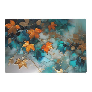 Painted fall leaves and let it snow Reversible Placemat