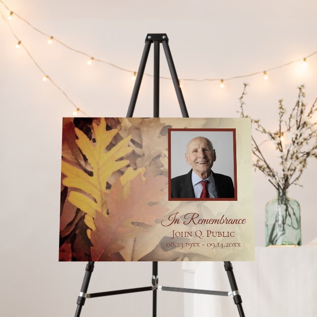 Painted Fall Leaves Celebration of Life Funeral Foam Board (In Situ (Stand))